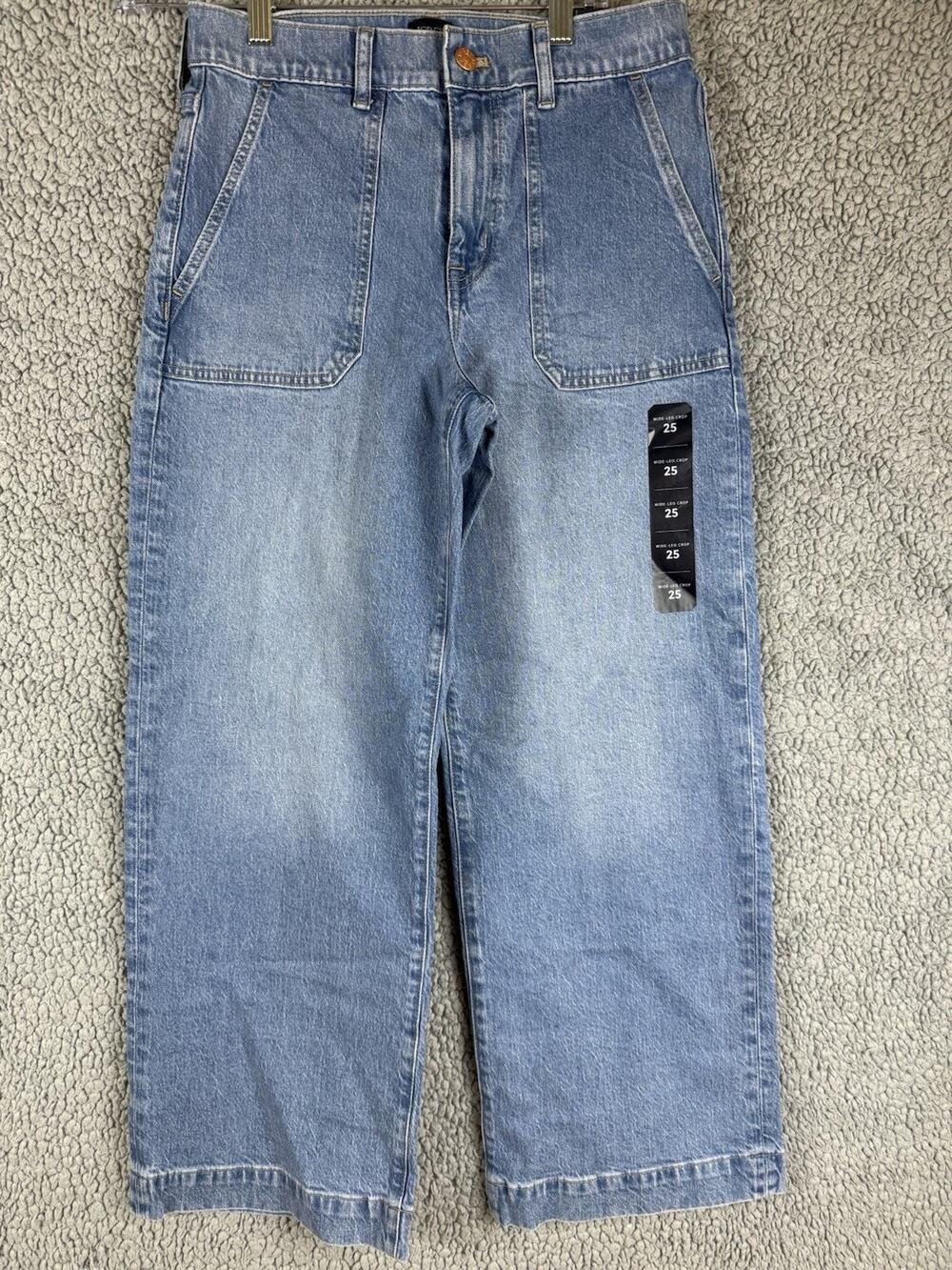J. Crew Wide Leg Crop Jeans Womens 25 Light Wash Denim Minimalist Boho NWT